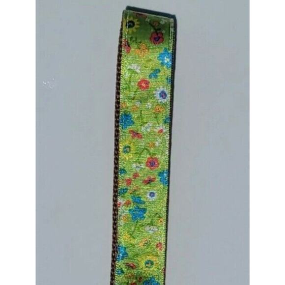 Lanyard Keychain GREEN FLORAL Wrist Key Fob - Handmade - Spring Summer - Picture 2 of 4